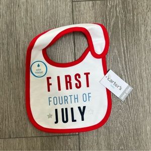 CARTERS FIRST FOURTH OF JULY WATER RESISTANT BIB WHITE NWT